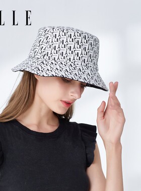 专享ELLE渔夫帽女士夏季防紫外线户外遮阳防晒出游百搭大头围盆帽