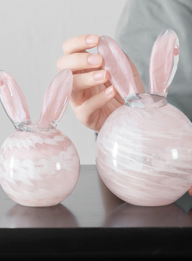 木南轻奢抽象琉璃兔子摆件