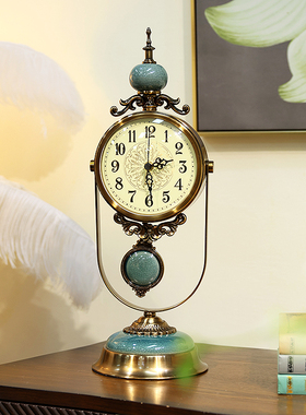 木南家居复古合金时钟客厅玄关