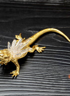 创意轻奢金色蜥蜴样板房客厅办公室装饰品手工复古桌面装饰摆件