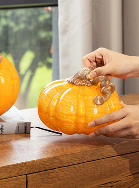 轻奢简约创意桌面琉璃摆件高档酒柜客厅电视柜小南瓜摆件家居装饰