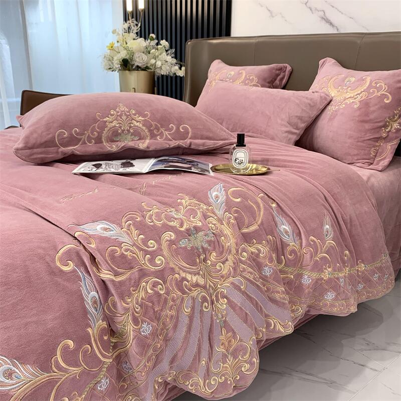 冬季加厚婴儿级牛奶绒四件套双面珊瑚绒刺绣被套保暖法兰绒防静电,淘宝优惠券,粉丝福利购,淘宝优惠卷