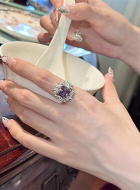 欧美复古宫廷风奢华紫色宝石戒指