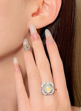 巴洛克复古果冻白锆石开口戒指