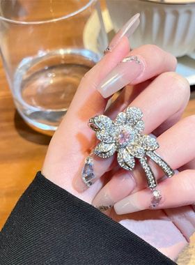 锆石粉钻欧美设计感轻奢开口戒指