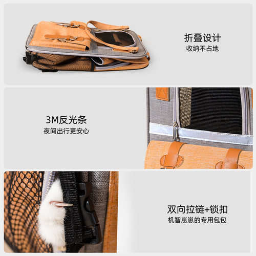 宠物双肩包猫咪手拎提笼子外出中小型犬狗透气大容量背书包便携兔 - 图2