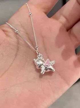 小红书代发新款马年彩色独角兽项链女可爱小马宝莉吊坠锁骨链批发