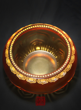 琉璃化缘钵应量器 琉璃钵盂琉璃五叶莲花钵