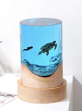 文创饰品治愈系情侣生日礼物海洋海岛鲸鱼海龟潜水员树脂摆件