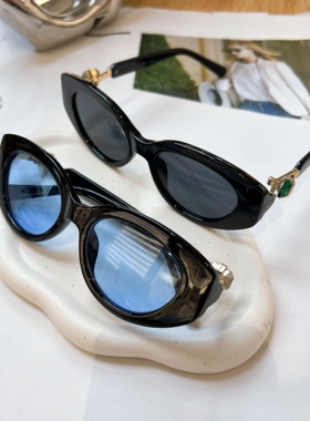 新款韩版网红风椭圆镶钻太阳眼镜
