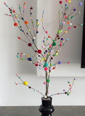 【枯木逢春】diy绒球树摆件家用玄关桌面装饰女生氛围感手工插花