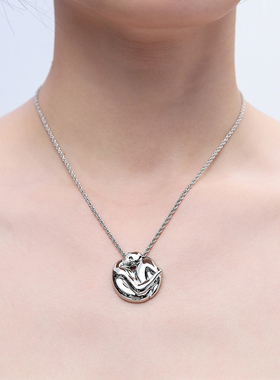 NOTTU铜镀18k金锁骨链3D立体吊坠