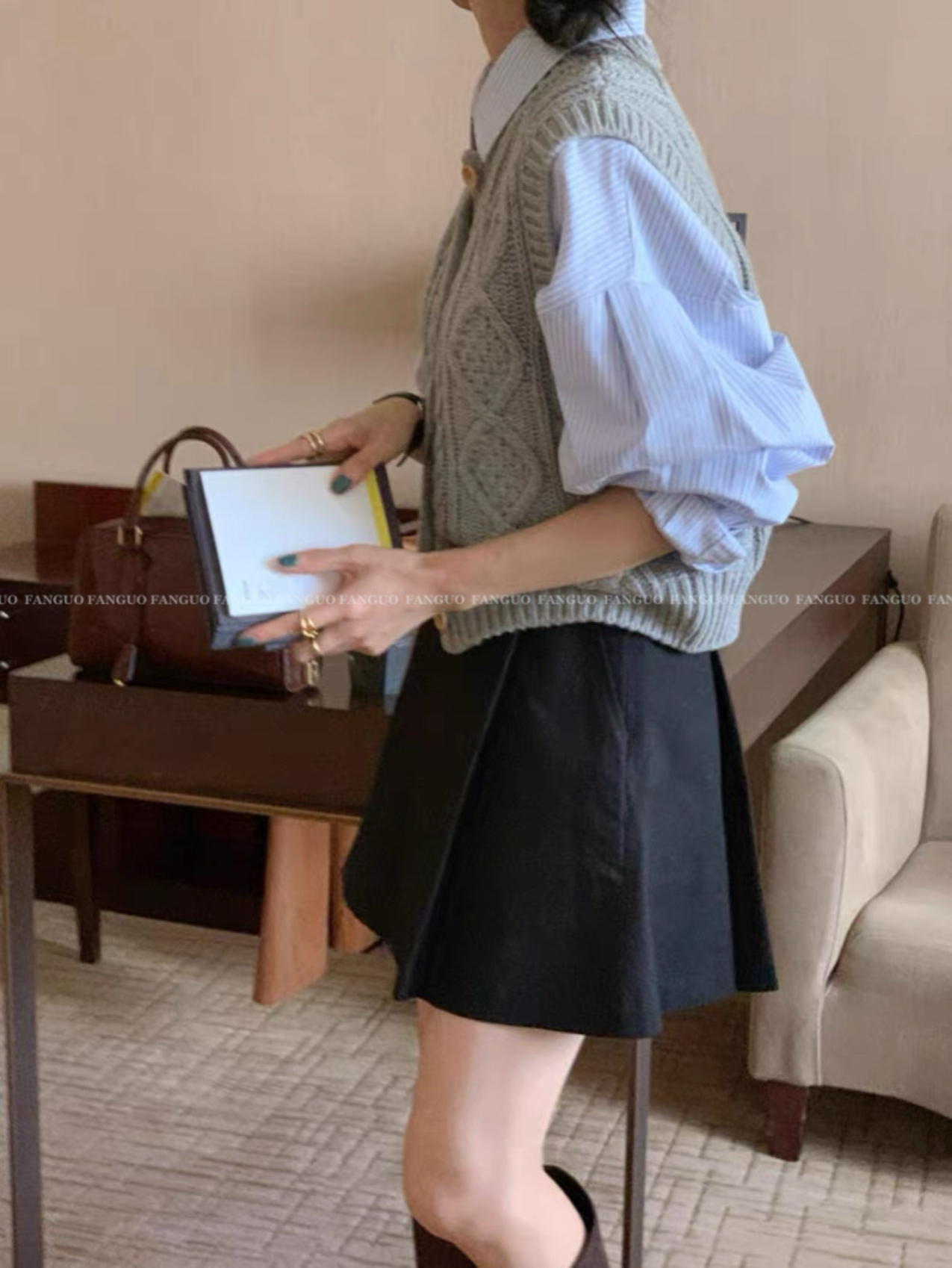 韩国订单！复古洋气叠穿神器！ 复古麻花毛衣马夹背心女 - 图3