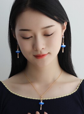 珐琅渐变芭蕾系列腰间小花项链