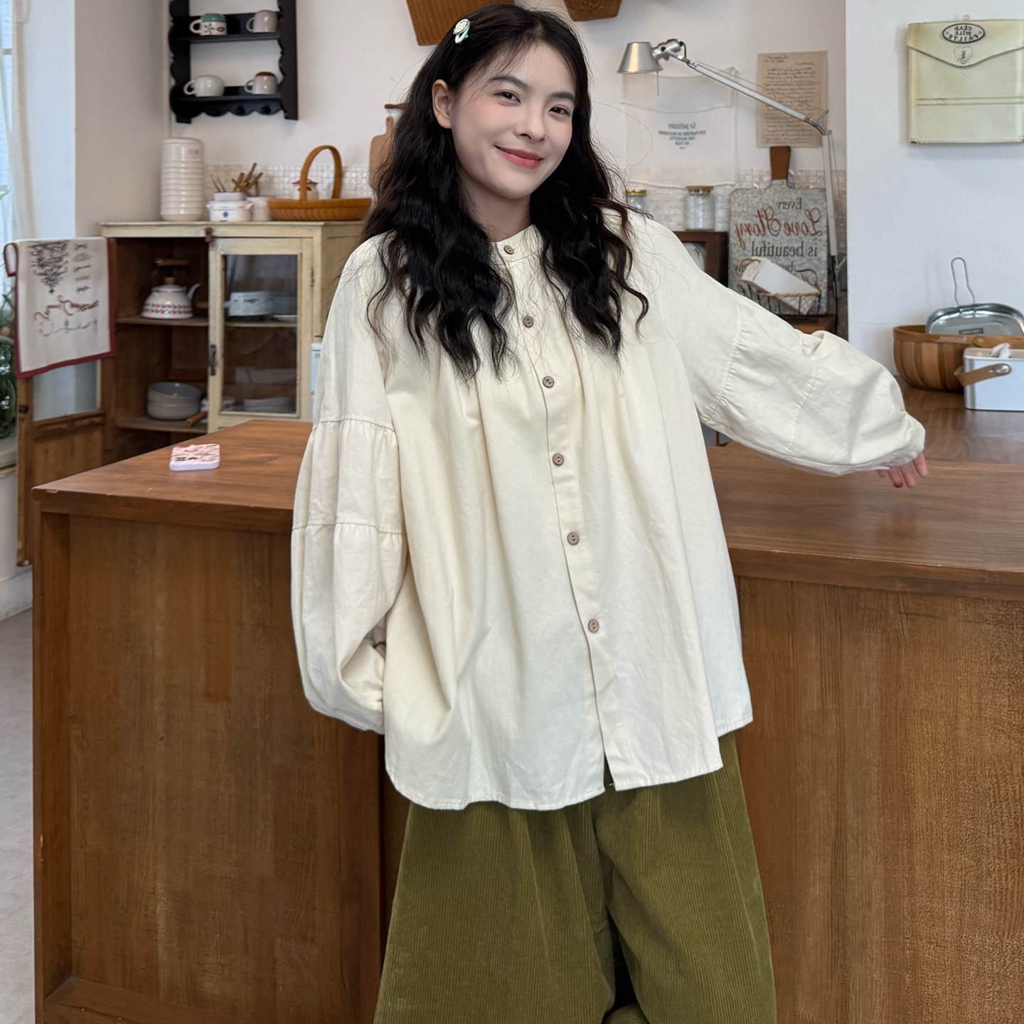 大码女装2025秋季胖mm森系设计感针织马甲+衬衫+灯芯绒七分阔腿裤,淘宝优惠券,粉丝福利购,淘宝优惠卷