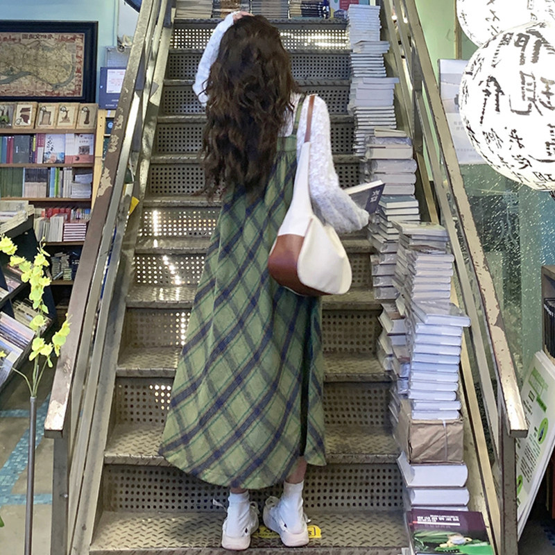 大码女装2025秋季胖mm森系蕾丝打底上衣+绿斜格纹毛呢背带裙套装,淘宝优惠券,粉丝福利购,淘宝优惠卷