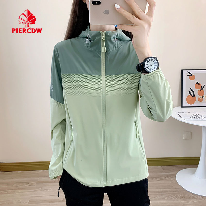 【PIERCDW品牌】UPF50+冰丝防晒衣女连帽凉感弹力防晒服防紫外线 - 图2