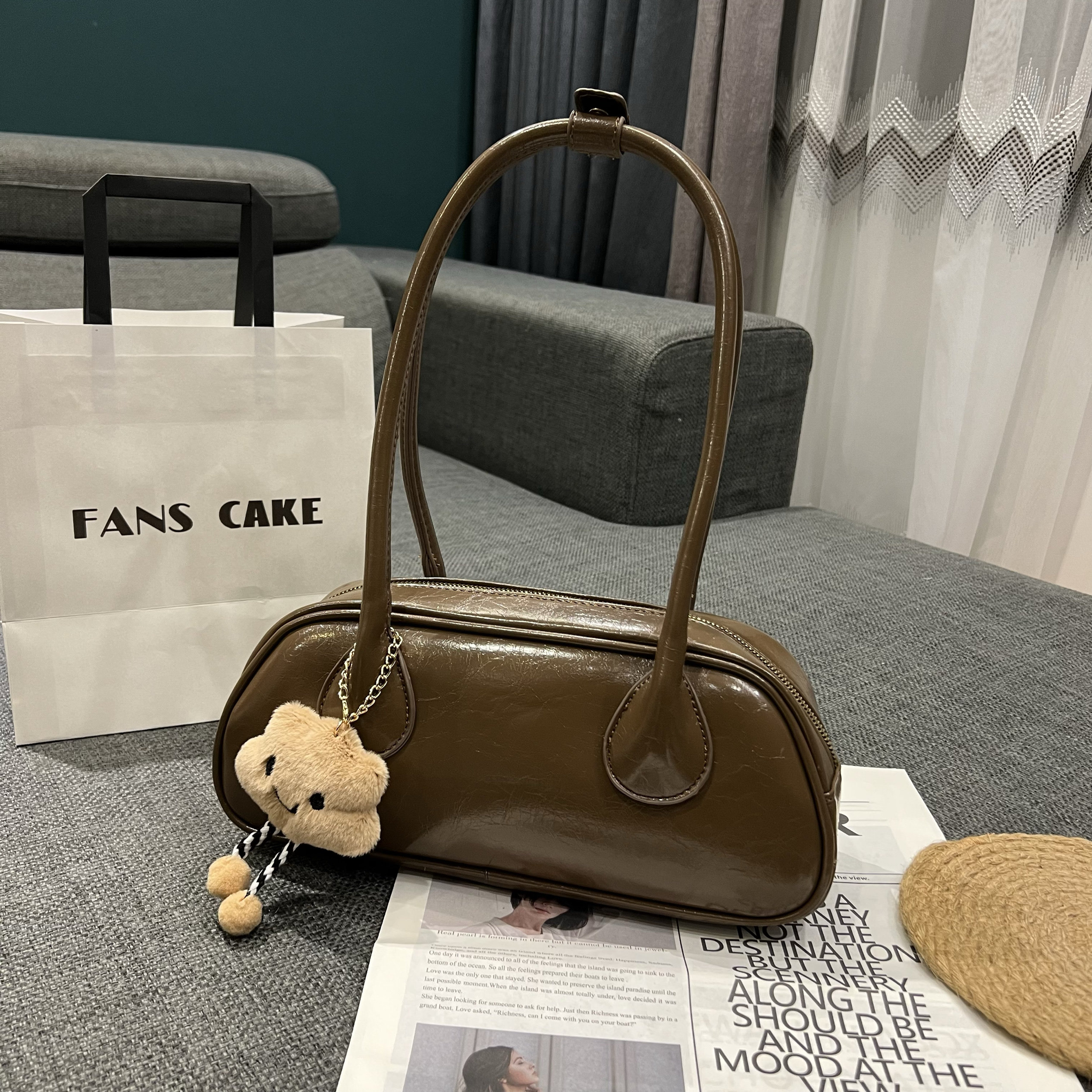 法式小众设计保龄球腋下包女2026新款高级感大容量手提单肩通勤包,淘宝优惠券,粉丝福利购,淘宝优惠卷