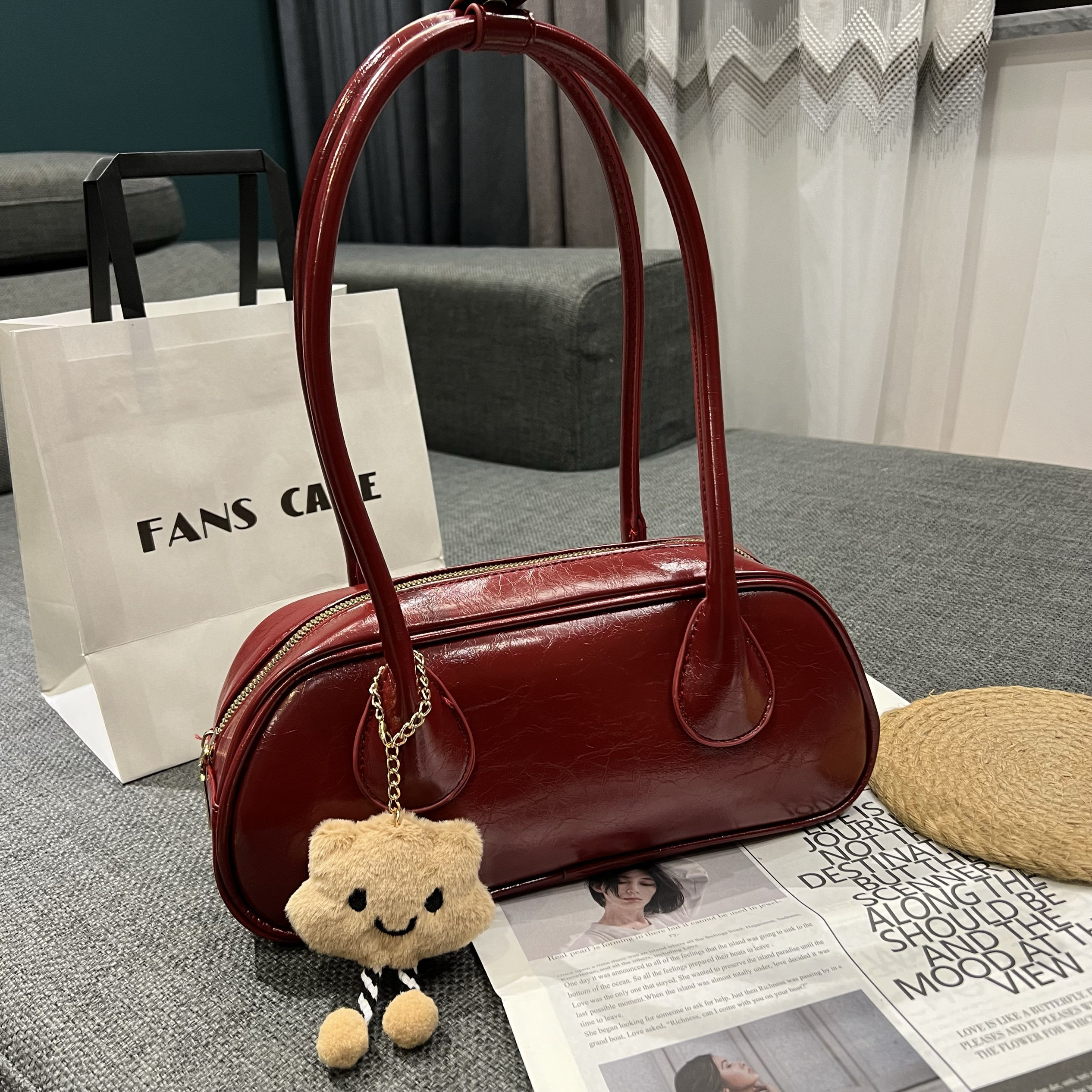 法式小众设计保龄球腋下包女2026新款高级感大容量手提单肩通勤包,淘宝优惠券,粉丝福利购,淘宝优惠卷