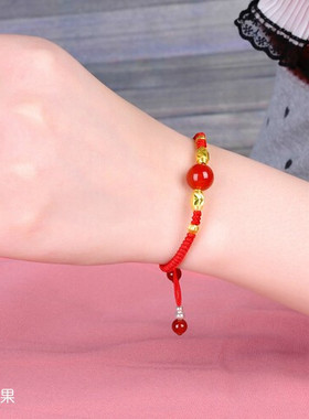 玛瑙转运珠金刚结饰品本命年红绳