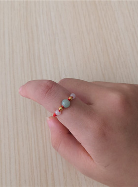 珠玉翡翠民族路路通仿黄金戒指