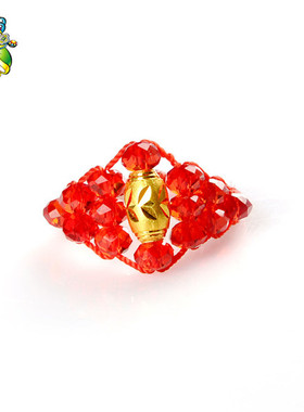 红绳仿黄金手编路路通女戒指环