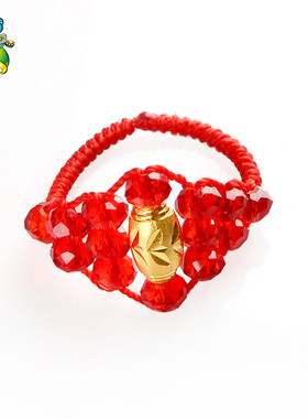 戒指手工转运珠水晶路路通仿黄金