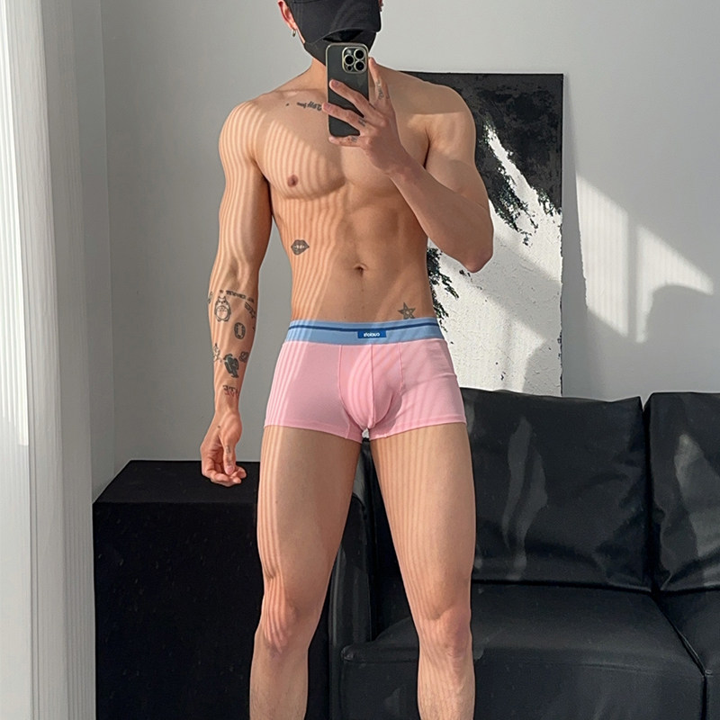 3条装男士平角内裤螺纹棉纯色低腰舒适U凸性感透气青年四角裤包邮,淘宝优惠券,粉丝福利购,淘宝优惠卷