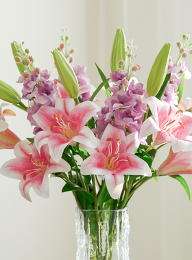 堪比真花胶片手感百合花仿真花束