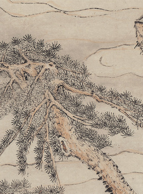 清初四僧弘仁黄山览胜图山水竖幅真迹复制画原大高清仿古装饰画