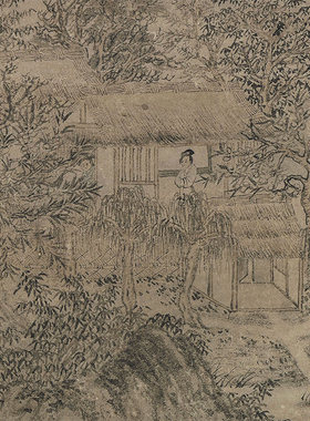 元王蒙花溪渔隐图-甲本国画山水台北故宫名画复制品字画宣纸画心
