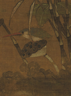 北宋崔白秋蒲蓉宾图台北故宫藏一比一复制画绢布微喷客厅仿古画