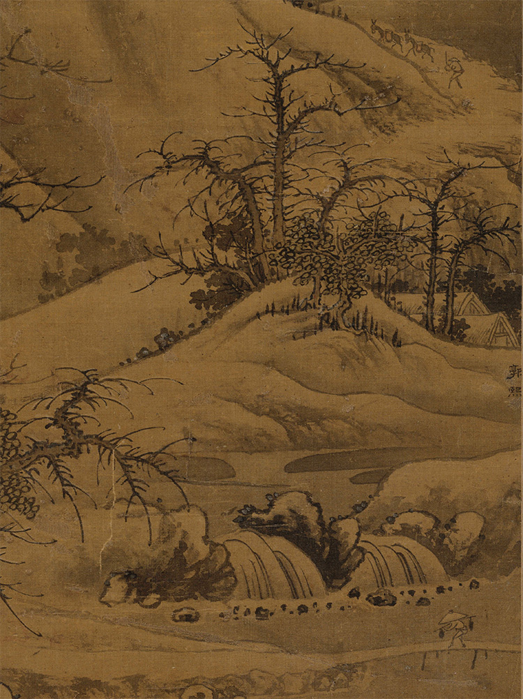 宋郭熙雪山行旅图真迹复制画版画临摹画稿仿古画山水立轴装饰画-图1