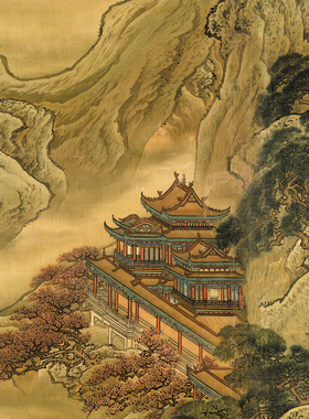 清代袁耀蓬莱仙境十二条屏绢布画