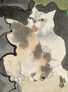 清任伯年任颐芭蕉狸猫图国画花鸟走兽艺术微喷复制画宣纸画芯