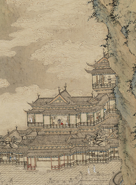明仇英云溪仙馆图台北故宫藏真迹复制画宣纸画心传统山水画范本