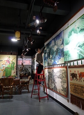 手工书法名画办公室艺术风五牛图