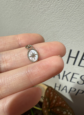 不退换 国内现货～ 韩国14K真金 灰金色八芒星茶色钻石贝母项链