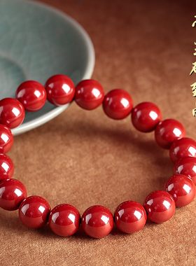 批发高含量朱砂光珠手串手链紫金砂圆珠手串朱砂素珠首饰男女礼物