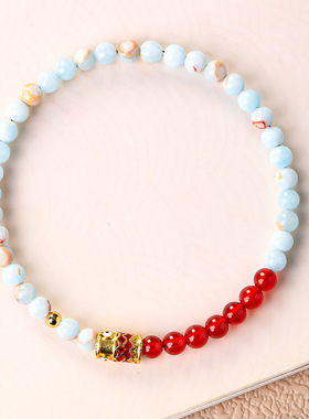 上岸好运锦鲤手链男天然紫水晶手串男女南红玛瑙考研逢考必过礼物