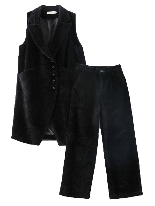 【单马甲】潮流时尚女秋冬外套2025新款毛呢大码显瘦黑色皮草马夹,淘宝优惠券,粉丝福利购,淘宝优惠卷