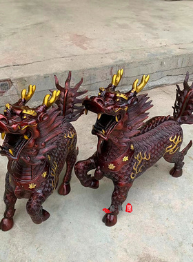 仿古风大小号麒麟工艺品摆件