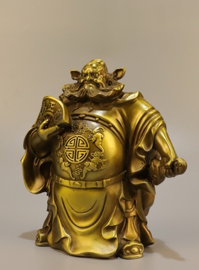 黄铜钟馗摆件浩然正气天师钟馗铜像书房客厅家用卧室摆放