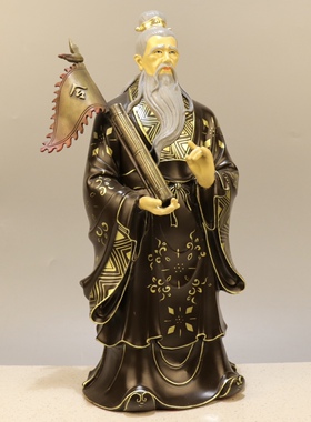 祥狮彩绘鬼谷子神像摆件玄微子纵横家鼻祖道家奇人供奉居家饰品