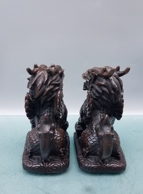 黄铜财富麒麟摆件送子麒麟仿古带翅膀麒麟神兽飞天麒麟工艺品