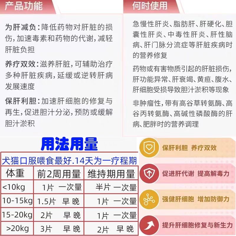 奥维他奥甘利宠物保护肝胆受损急慢性肝炎肝硬化胆汁酸狗猫护肝片 - 图0