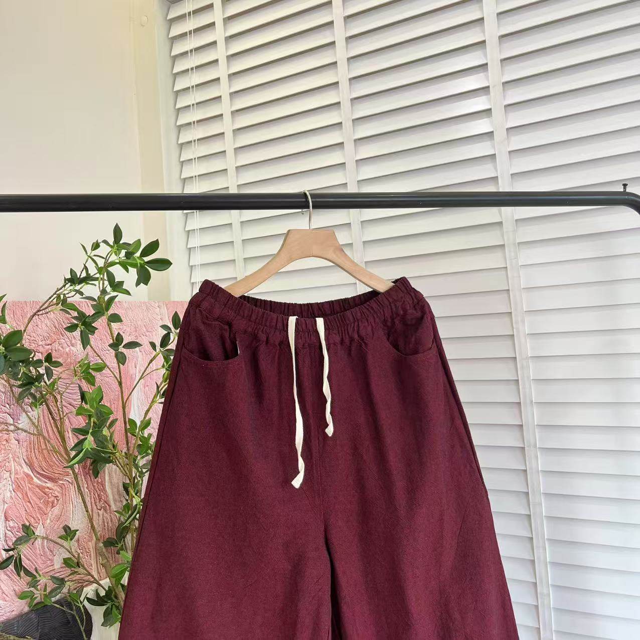 舒适休闲文艺「水洗棉麻松紧腰」阔腿休闲长裤女E6038,淘宝优惠券,粉丝福利购,淘宝优惠卷