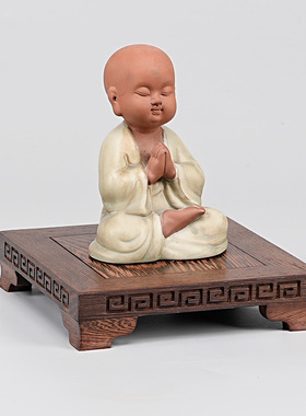 实木底座奇石鱼缸长方形花瓶盆景盆栽佛像摆件正方形工艺品托架子