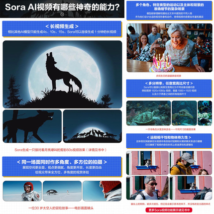 Sora掘金一本通 AI短视频原理提示词到商业盈利 Sora AI视频生成案例解析与场景应用 2册  Sora文生视频 AI短视频生成技术指南