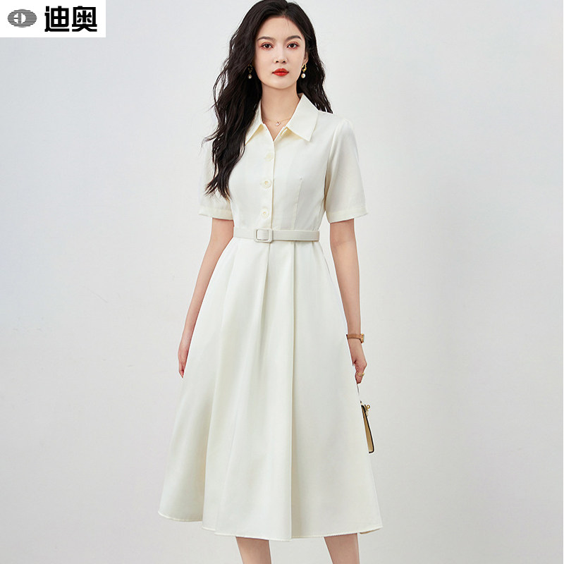 迪奥小香风连衣裙女法式气质收腰西装裙正式场合高级感白色裙子
